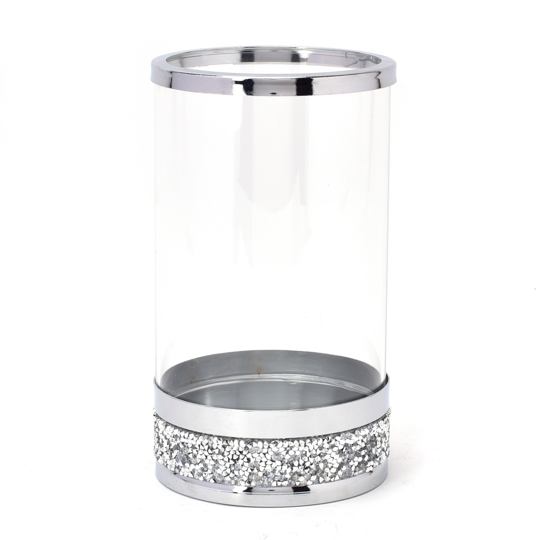 Küünlaalus klaasist 18cm kristallkaunistusega HE1685