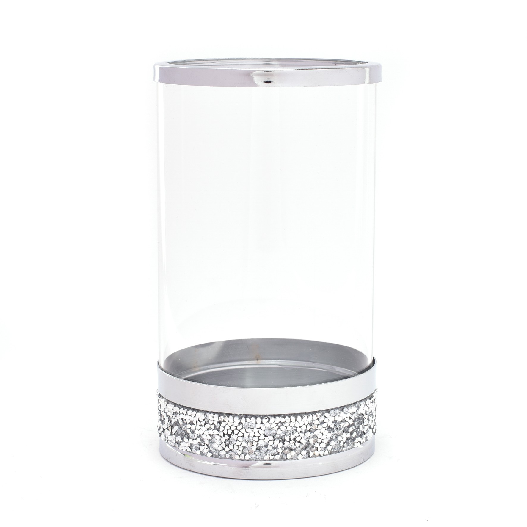 Küünlaalus klaasist 21cm kristallkaunistusega HE1686