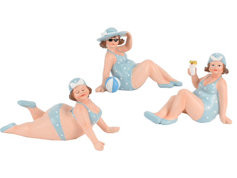 Rannadaam helesinises kostüümis 20x12cm